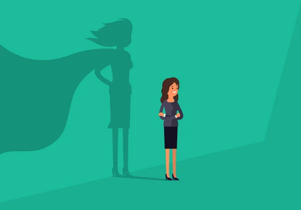 Businesswoman with super hero shadow. Business concept — Free Stock Photo