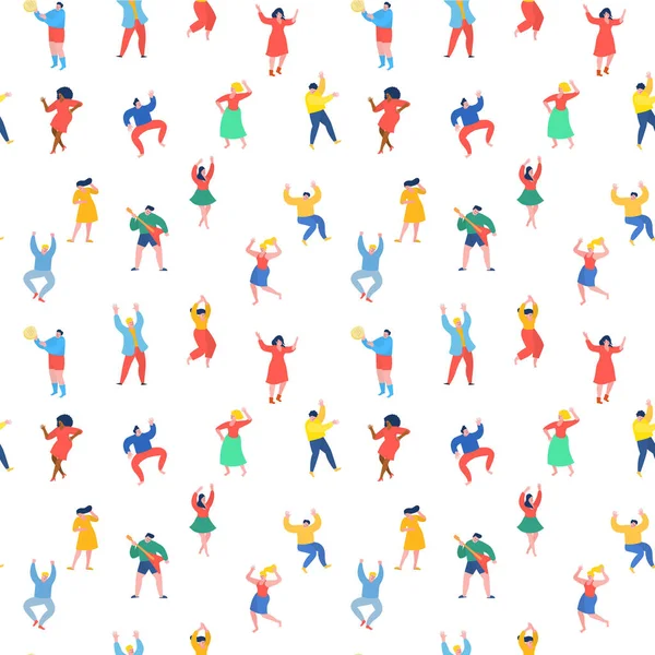 Dançando Pessoas Engraçado Desenho Animado Estilo Sem Costura Fundo Homens — Vetor de Stock