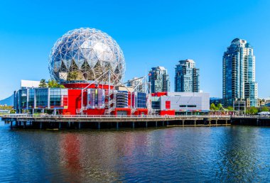 Science experiences are happening in this modern architecture  of the Science center at False Creek in beautiful Vancouver, British Columbia, Canada clipart