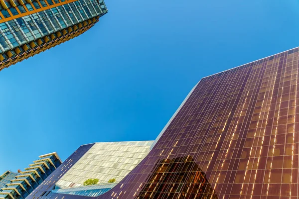 Bronze glass walls architecture in the Business center of Vancouver in British Columbia, Canada