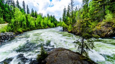 Büyük su akışı Karibu dağlar Wells gri Provincial Park, British Columbia, Kanada derin kar paketinin erime nedeniyle Murtle Nehri'nde bahar ikinci tur sırasında .