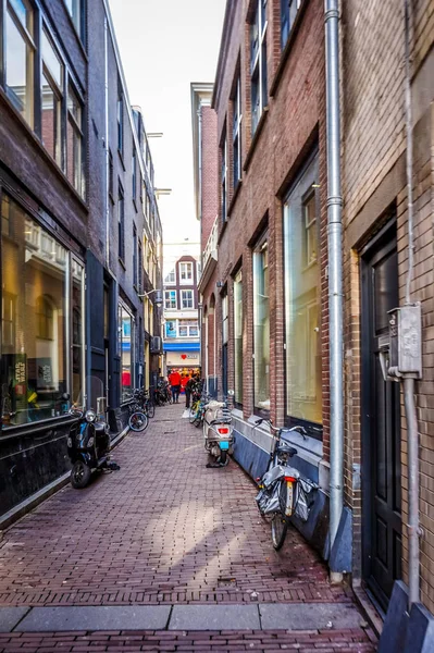Narrow Streets Historic Buildings Center Old City Amsterdam Nice Fall — Stock Photo, Image