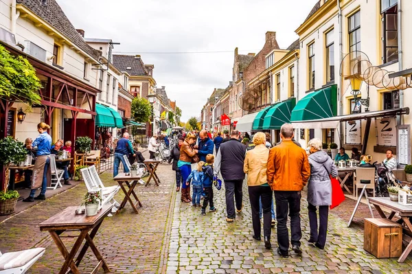 Cobblestone Main Street Popular Shopping Street Center Historic Dutch Fishing — Stock Photo, Image