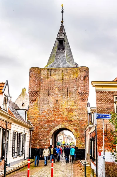 Centuries Old Vischpoort Fish Gate Historic Dutch Fishing Village Elburg — Stock Photo, Image