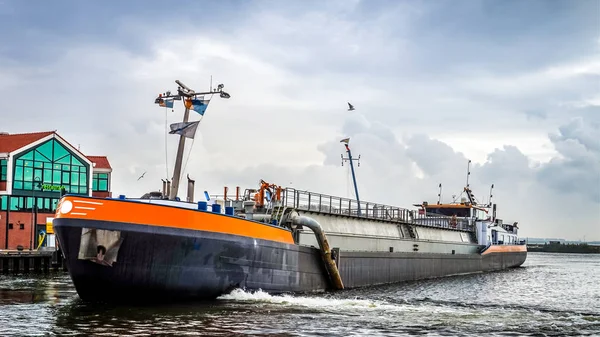 Large Cutter Aspirazione Draghe Nave Che Entra Nel Porto Dello — Foto Stock