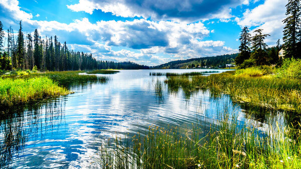 Sky reflecting in Lac Le Jeune - West lake near Kamloops, British Columbia, Canada