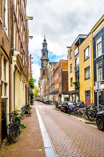 Amsterdã Países Baixos Setembro 2018 Estreito Bloemstraat Distrito Jordaan Centro — Fotografia de Stock