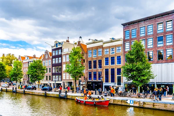 Ámsterdam Países Bajos Septiembre 2018 Casas Históricas Largo Del Canal — Foto de Stock