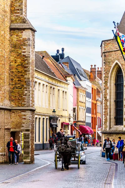 Bruges Belgique Septembre 2018 Cheval Cariage Dans Rue Pavée Mariastraat — Photo