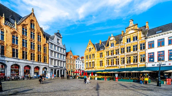 Brugge Бельгія Вересня 2018 Барвистих Середньовічних Будинків Кроком Gables Підкладка — стокове фото