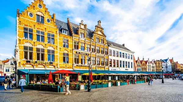 Brugge Бельгія Вересня 2018 Барвистих Середньовічних Будинків Кроком Gables Підкладка — стокове фото