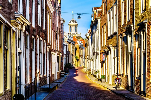 Coucher Soleil Sur Les Rues Étroites Ville Historique Middelburg Dans — Photo