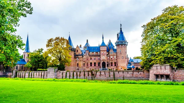 Haarzuilens Utrecht Netherlands 2018 Prachtvolles Schloss Haar Umgeben Von Gräben — Stockfoto