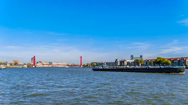 Rotterdam Netherlands September 2018 Rijn Barge Rivier Nieuwe Maas Rotterdam — Stockfoto