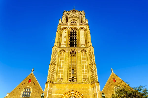 Roterdão Holanda Setembro 2018 Torre Alta Igreja Medieval Saint Laurens — Fotografia de Stock