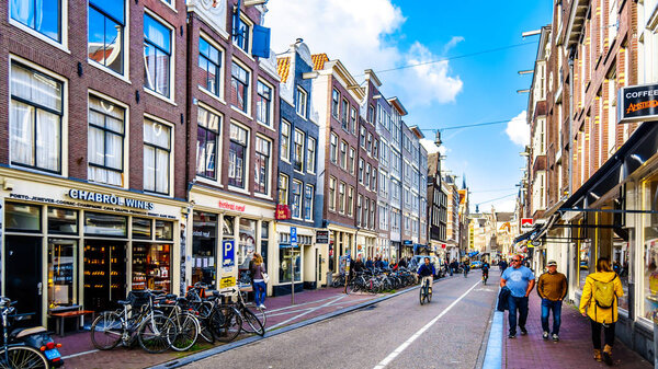 Amsterdam, Noord Holland/the Netherlands - Oct. 3 2018: The busy Haarlemmerstraat in the center of Amsterdam