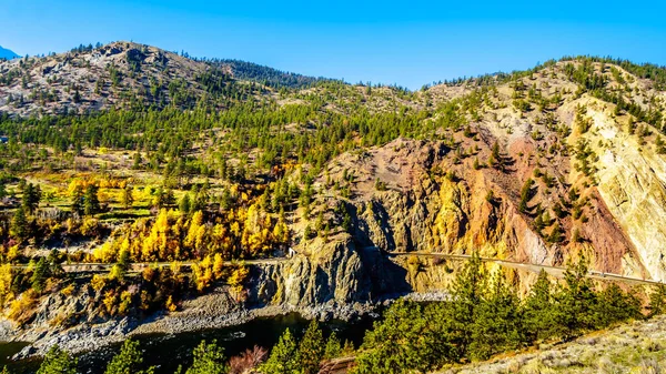Colores Otoñales Rocas Coloridas Largo Del Río Thompson White Canyon — Foto de Stock