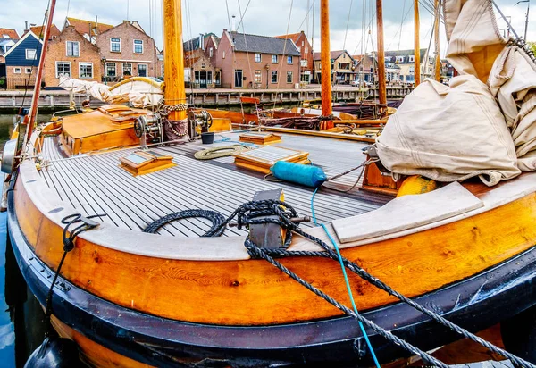 Bunschoten Spakenburg Netherlands Oct 2018 Close Traditional Wooden Fishing Boats — 图库照片
