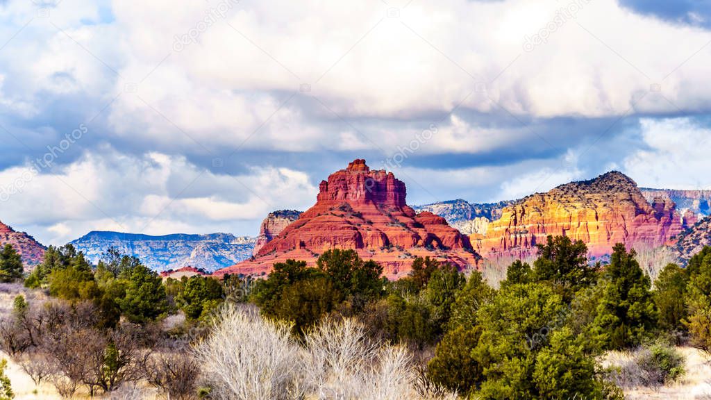 Red Rock Mountain named Bell Rock, near the city of Sedona in Northern Arizona in Coconino National Forest, United States of America.