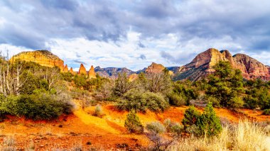 Her küçük at izi başta kuzey Arizona içinde Coconino National Forest, Amerika Birleşik Devletleri Sedona'da kasaba kırmızı kayalar Munds dağ vahşi tavuk noktasının bakıldığında 