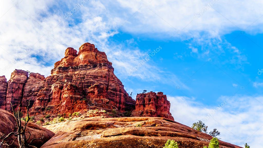 Top of Bell Rock, one of the famous red rocks between the Village of Oak Creek and Sedona in northern Arizona's Coconino National Forest, United States of America