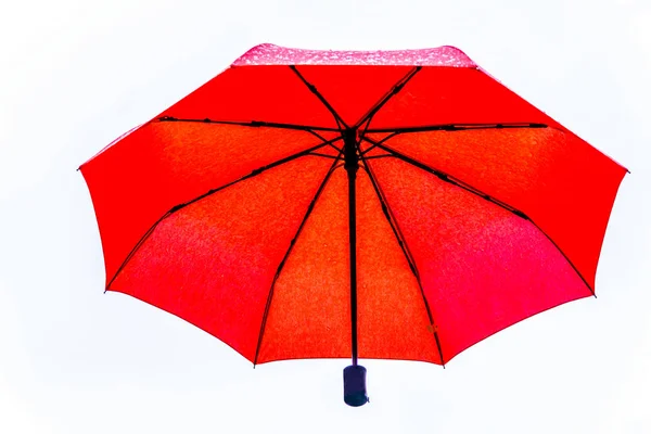 Red Umbrellas floating in the air under cloudy sky — Stock Image Red Umbrellas Floating Air Cloudy Sky Royalty Free Stock Images