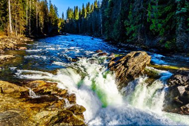Su Murtle Nehrin kenarına Mushbowl Falls karibu dağlar, Wells gri Provincial Park, British Columbia, Kanada üzerinden Geriledi