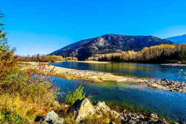Sonbahar renkleri çevresinde Kuzey Thompson Nehri arasında küçük Fort ve Clearwater, British Columbia, Kanada