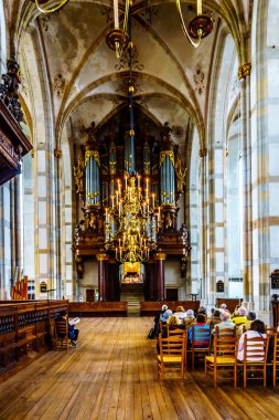 Zwolle, Overijsel/the Netherlands - Oct. 4, 2018: Interior of the 13th century romanesque St. Michael's Church in the historic hanseatic city of Zwolle