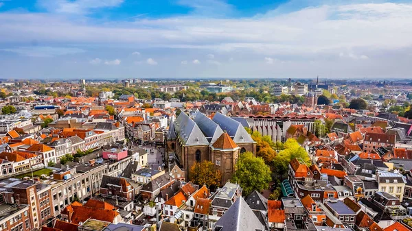 Luchtfoto Van Historische Hanzestad Zwolle Vanuit Peperbus Toren Het Centrum — Stockfoto