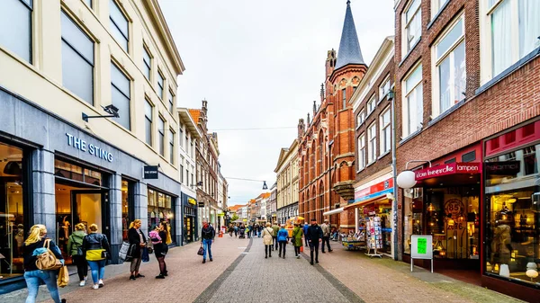 Zwolle Overijsel Netherlands Oct 2018 Busy Shopping Street Named Diezerstraat — Stock Photo, Image