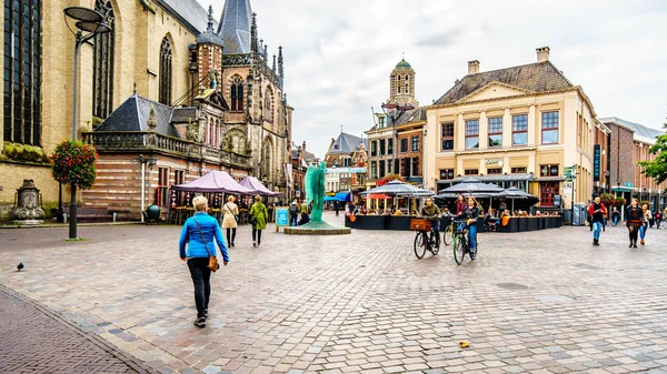 Zwolle Overijsel Netherlands Oct 2018 People Walking Biking Hanging Out — Stok fotoğraf