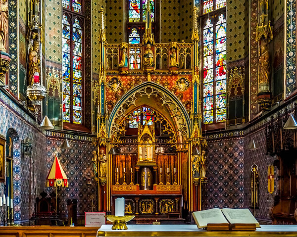 Zwolle, Overijsel / The Netherlands - Oct. 23 2014: The Altar in the Basilica Our Lady of the Assumption, nicknamed the Peperbus, in the city of Zwolle
