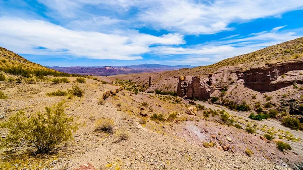 Montañas Barrancos Coloridos Resistentes Dorado Canyon Frontera Nevada Arizona Cañón — Foto de Stock