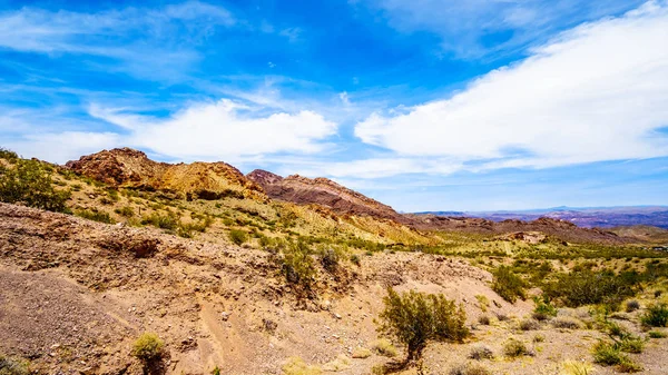 Montañas Coloridas Resistentes Largo Carretera 165 Dorado Canyon Frontera Nevada — Foto de Stock