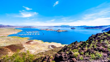 View of Lake Mead from the Historic Railroad Hiking Trail near the Hoover Dam between Nevada and Arizona, USA clipart