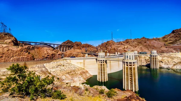 Four Intake Towers Supply Water Lake Mead Powerplant Turbines Hoover — Stock Photo, Image