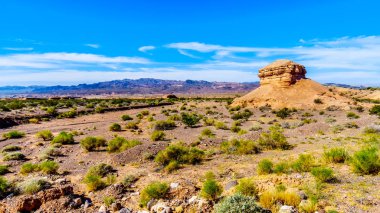 Lake Mead Ulusal Rekreasyon Alanı Northshore Road Sr167 boyunca Benzersiz Hoodoo Nevada Boulder City ve Overton arasında yarı çöl manzara ile çalışır, ABD