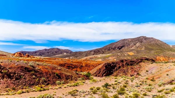 Lake Mead Ulusal Rekreasyon Alanı Northshore Road Sr167 boyunca Sağlam ve Renkli Dağlar Nevada Boulder City ve Overton arasında yarı çöl manzara ile çalışır, ABD