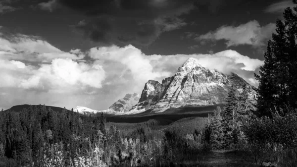 Černá Bílá Fotografie Mount Fitzwilliam Východ Yellowhead Highway Britské Kolumbii — Stock fotografie