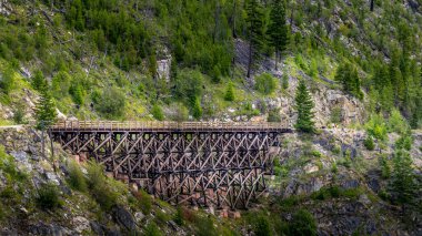 One of the 18 Wooden Trestle Bridges of the abandoned Kettle Valley Railway in Myra Canyon near Kelowna, British Columbia, Canada clipart