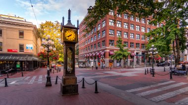 Vancouver, BC/Canada - July 16, 2020: The famous Steam Clock on the corner of Water Street and Cambie Street in the historic Gastown part of Vancouver clipart