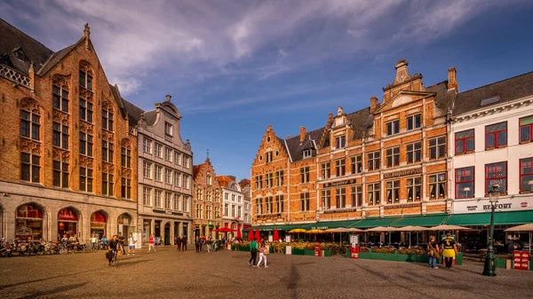 Brugge Belgium Szeptember 2018 Színes Középkori Házak Step Gables Bélés — Stock Fotó