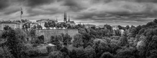 Vall Ptrusse Petrusse Park Fekete Fehér Panorámája Luxumbourg Városában Adolphe — Stock Fotó