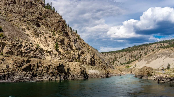 Railway Trans Canada Highway Follow Thompson River Its Many Rapids — Stock Photo, Image