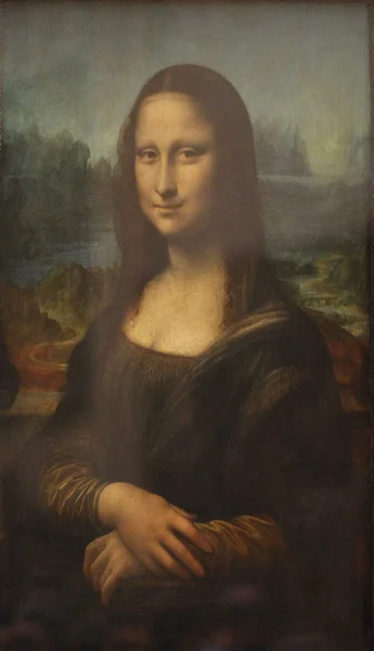 Sitzend Alte Malerei Bild Brünett Lange Haare Dame Mona Lisa — Stockfoto