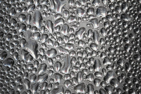 Water Drops Realistic Rain drop Condensation Texture on glossy platinum steel metal, advertisement board design backgrounds