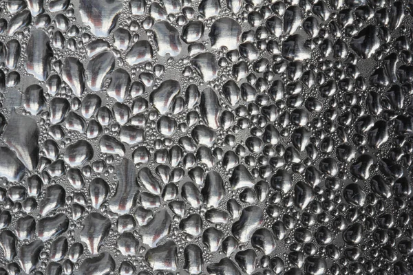 Water Drops Realistic Rain drop Condensation Texture on glossy platinum steel metal, advertisement board design backgrounds