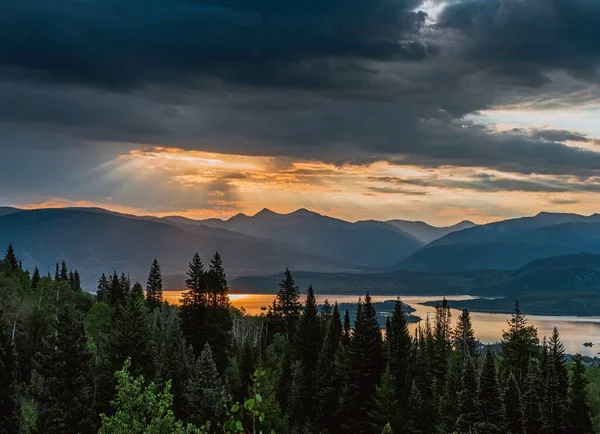 Beautiful Landscape Sunset Forest Lake — Stock Photo, Image