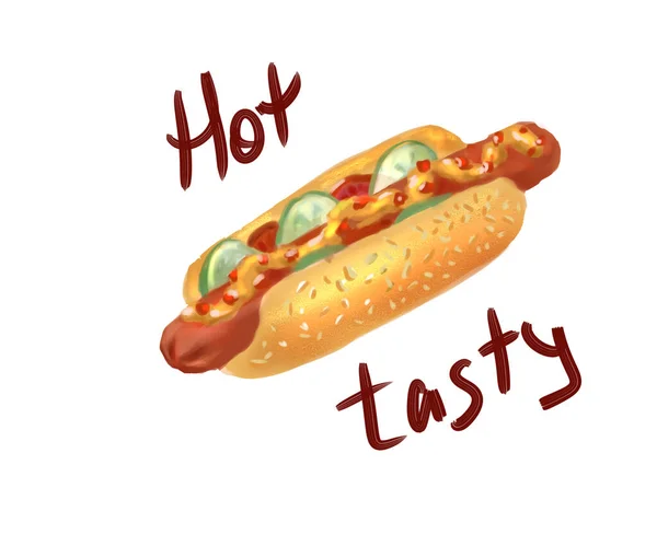 Caliente y sabroso hot dog — Foto de Stock